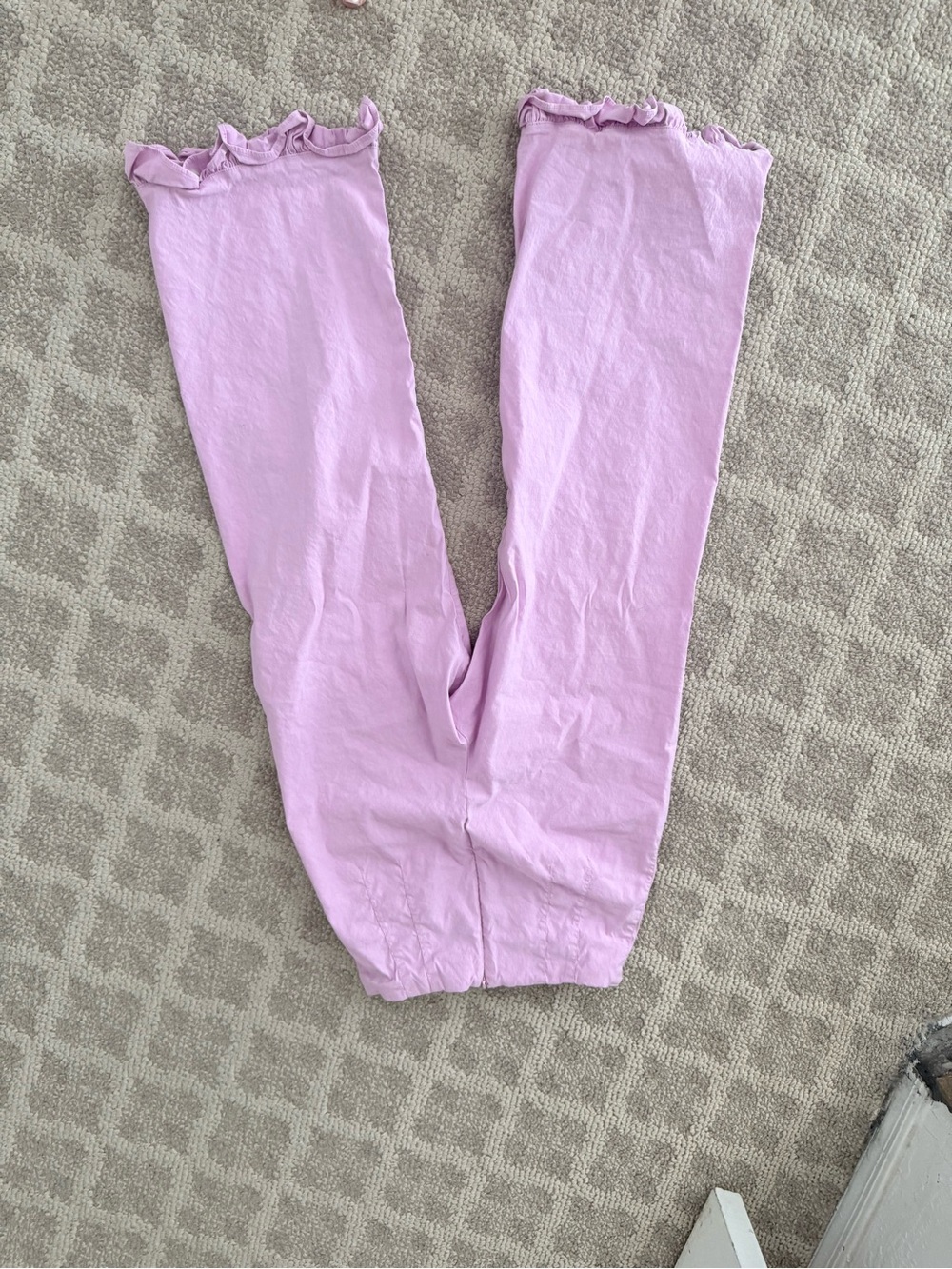 Mauve Lilac Ruffle Hem Leggings